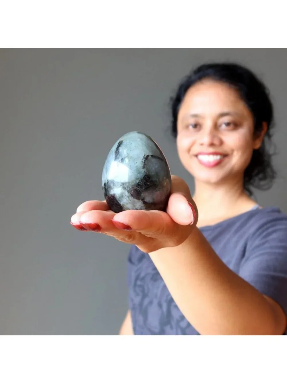 Labradorite Egg Rainbow Peacock Glowing Silver Gemstone Crystal